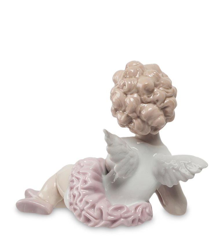 Статуэтка из фарфора Ангелочек Балерина в розовом платье Pavone JP-27/ 13, фотография со спины