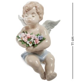 Статуэтка из фарфора Мальчик-ангелочек на край полки