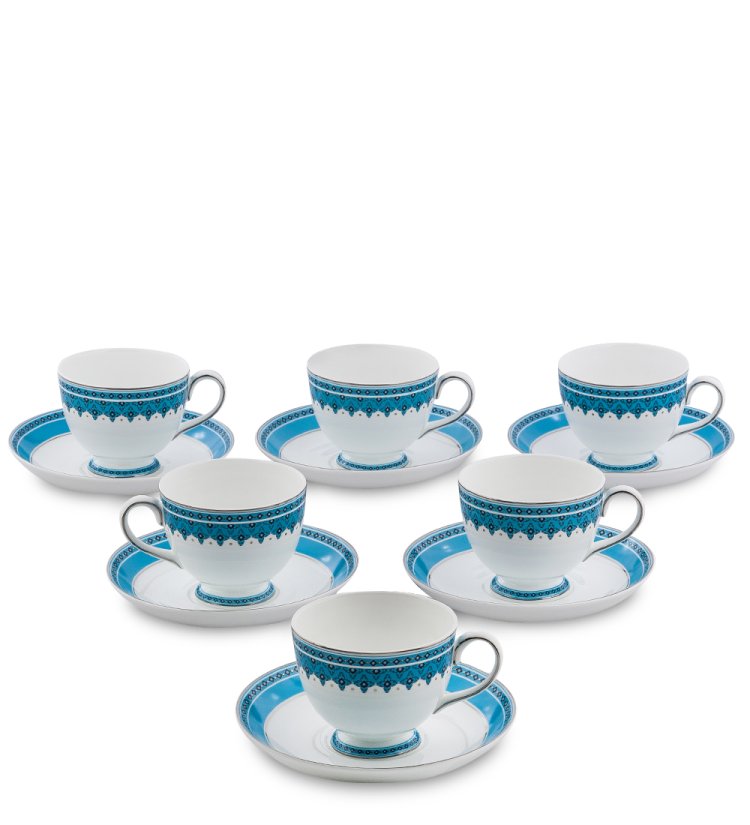 Чайный набор на 6 персон из фарфора Византия Pavone JK-190