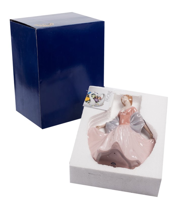 Статуэтка из керамики Леди в розовом платье Pavone CMS-20/22 фотография в упаковке