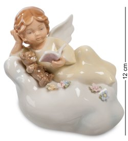 Светильник из фарфора Ангелочек на облаке с книжкой