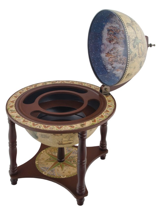 Глобус-бар настольный с пятью ножками диаметр 33 см Jufeng CG33006N, фотография в открытом виде