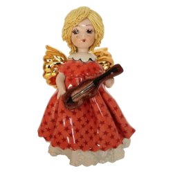 Статуэтка из фарфора Ангел красный с гитарой