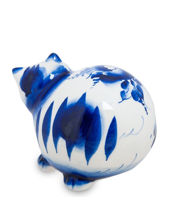 Фигурка Кот-Колобок Голубая гжель ГЛ-177, фотография со спины