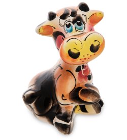 Статуэтка Бык Весельчак символ 2021 года Цветная гжель