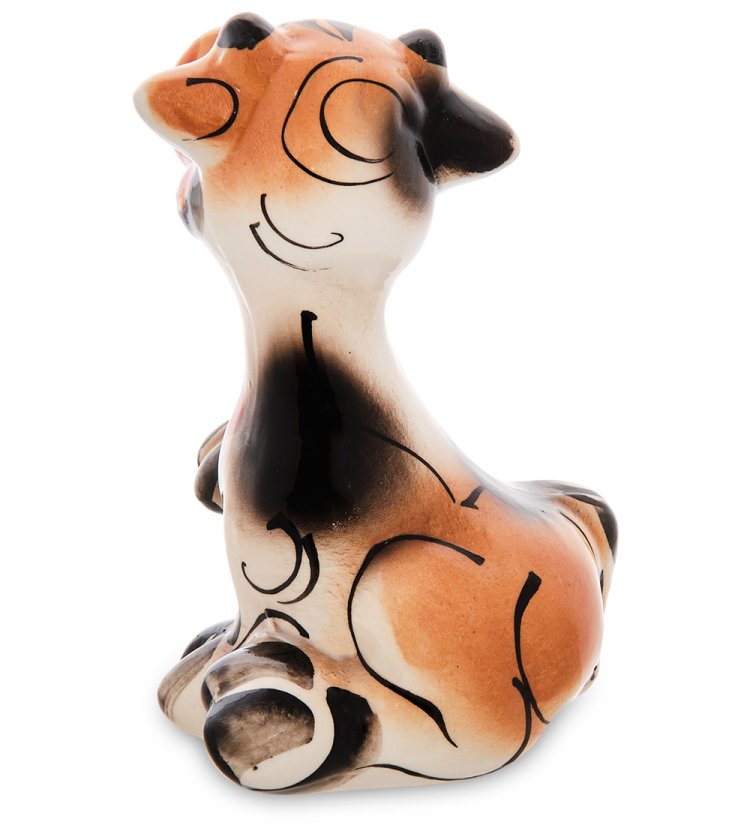 Статуэтка Бык Весельчак символ 2021 года Цветная гжель ГЛ- 10, фотография со спины