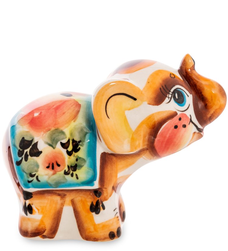 Фигурка Слон Цветная гжель ГЛ-581, фотография со спины