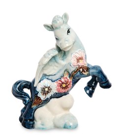 Статуэтка из фарфора Синяя Лошадка-ангелочек на облачке