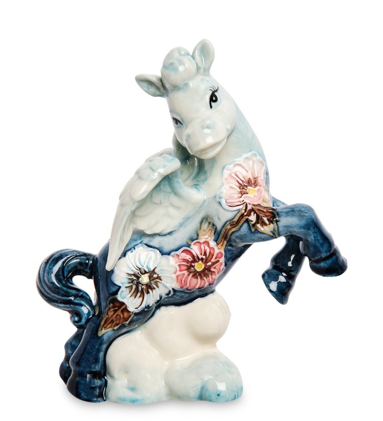 Статуэтка из фарфора Синяя Лошадка-ангелочек на облачке Pavone JP-61/22