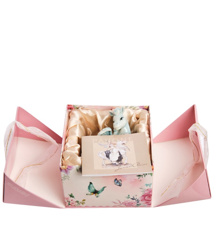 Статуэтка из фарфора Синяя Лошадка-ангелочек на облачке Pavone JP-61/22, упаковочный вид