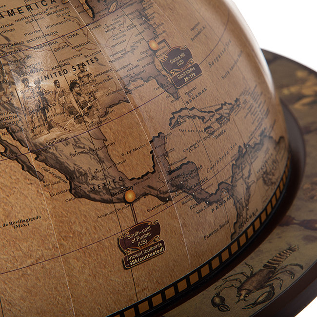 Настольный Бар-глобус с ножками диаметр 33 см Jufeng RG33006EN11, увеличенный вид деталей