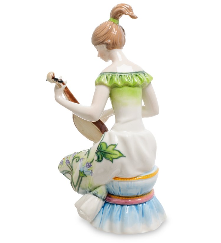 Статуэтка из фарфора Девушка с домрой Pavone JP-37/ 4, фотография со спины