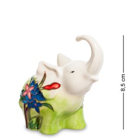 Статуэтка из фарфора Бело-зеленый слоник в цветочках