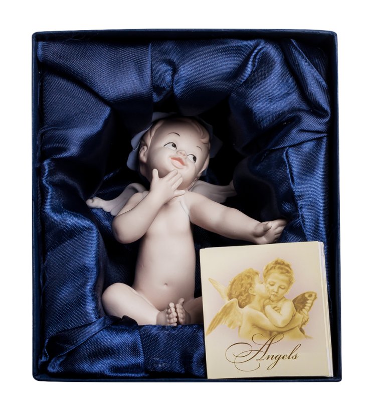 Статуэтка из бисквитного фарфора игривый Амурчик Pavone JP-13/ 6, фотография в упаковке