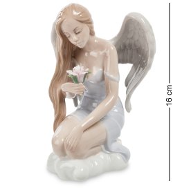 Статуэтка из фарфора Девушка Ангел с цветком на облаке