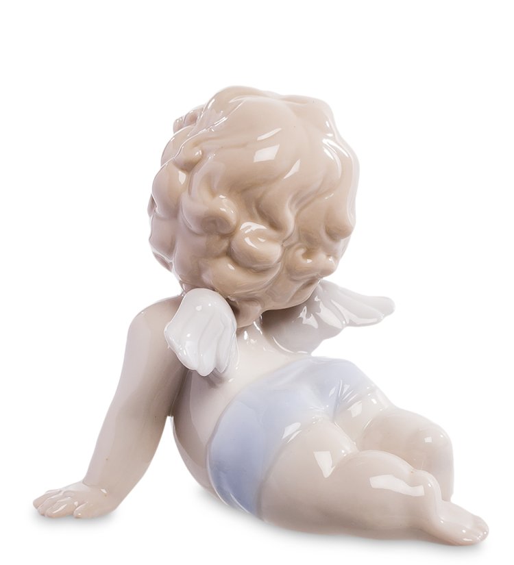 Статуэтка из фарфора Ангелочек карапуз лежит на животике Pavone JP-34/ 5, фотография со спины
