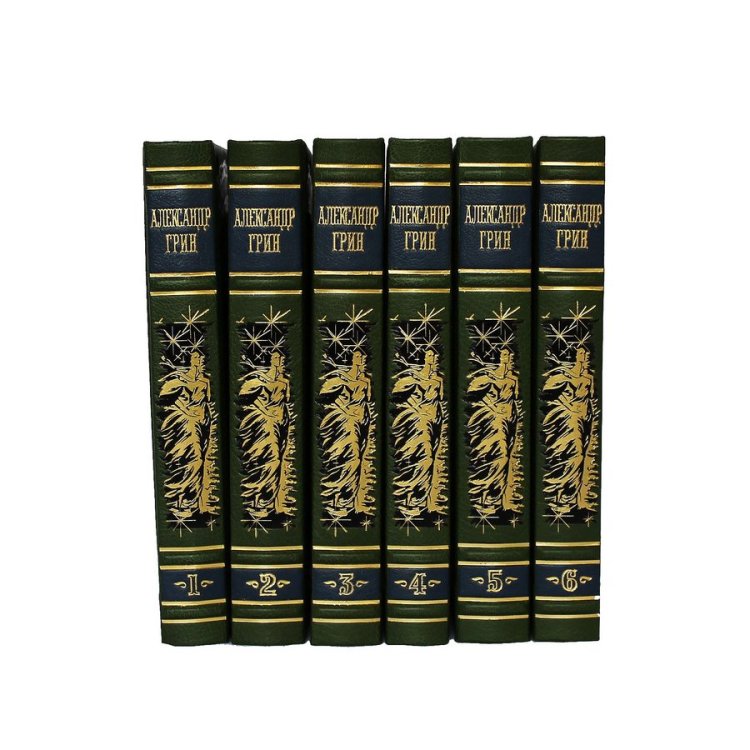 Книги в кожаном переплете Александр Грин - Собрание сочинений в 6 томах BG1374S, фотография торца книг