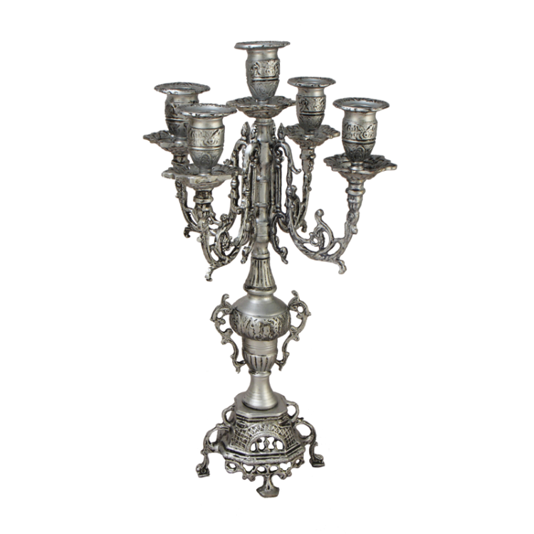 Канделябр на 5 свечей Париж, серебряный Bello De Bronze BP-14071-S
