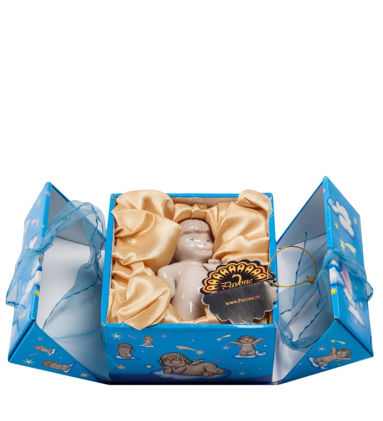 Статуэтка из фарфора Ангелочек Сентябрь Pavone JP-01/ 9, фотография в упаковке