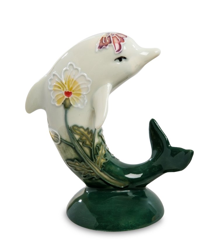 Статуэтка из фарфора Зеленый Дельфин JP-44/15, фотография сбоку