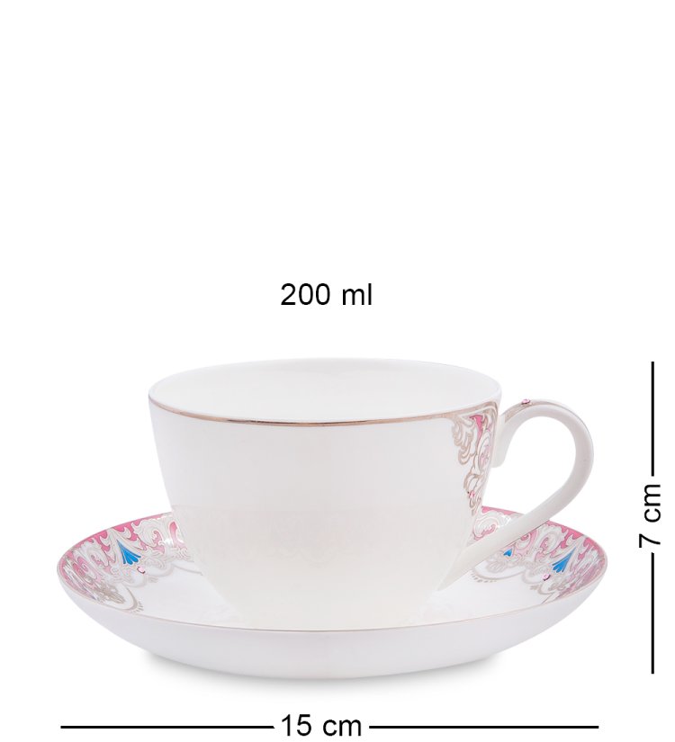 Чайный набор на 2 персоны из фарфора Каприз Примадонны Pavone JK- 04, фотография чайной пары