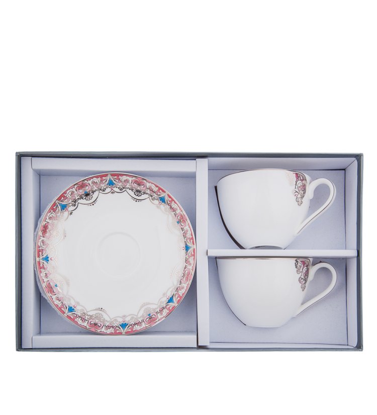Чайный набор на 2 персоны из фарфора Каприз Примадонны Pavone JK- 04, фотография в упаковке