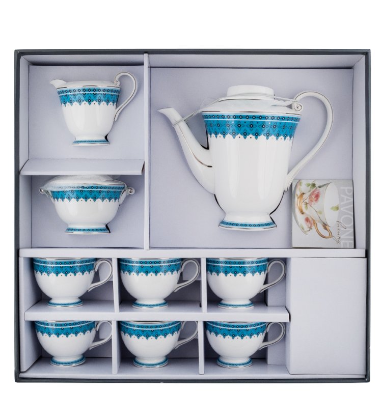 Чайный сервиз на 6 персон из фарфора Византия Pavone JK-191, фотография в упаковке