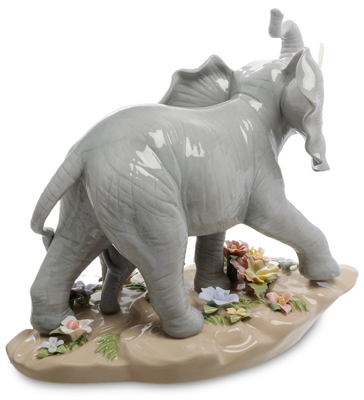 Статуэтка из керамики Слониха со слоненком Pavone CMS-15/90, фотография со спины