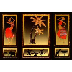 Картина Композиция Знойная Африка (триптих) c кристаллами Swarovski