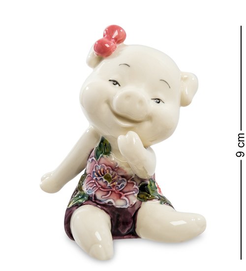 Фигурка из фарфора Хрюша с фиолетовым цветком Pavone JP-111/13