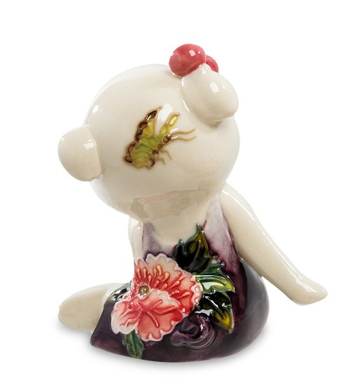 Фигурка из фарфора Хрюша с фиолетовым цветком Pavone JP-111/13, оборотная сторона