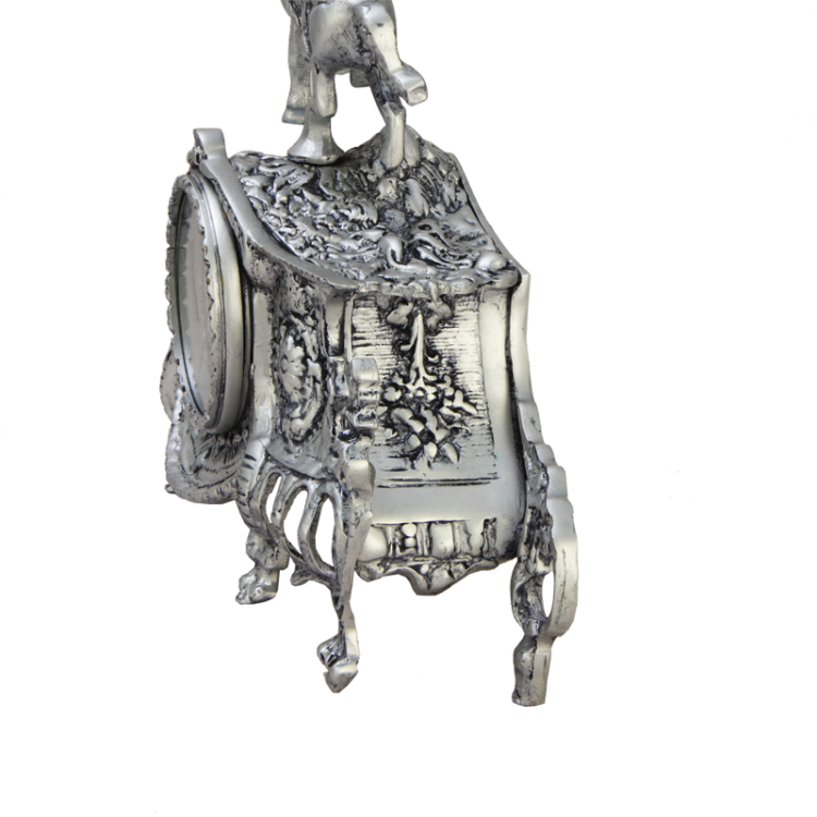 Бронзовые Каминные часы с серебряным покрытием Bello De Bronze BP-27017-S, вид профиль