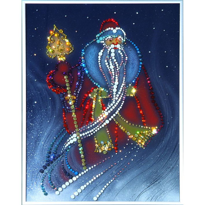 Картина Дед Мороз c кристаллами Swarovski