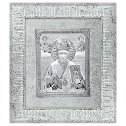 Картина - Икона Николай Чудотворец в серебре