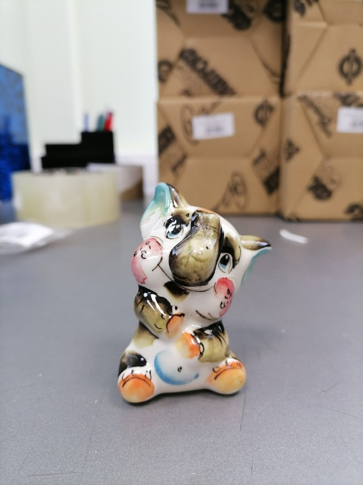 Фигурка Слоненок Цветная гжель ГЛ-583, фото со склада портретный вид