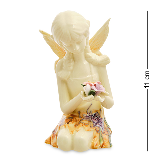 Фигурка из фарфора Девушка-эльф в оранжевом платье Pavone JP-07/14, вид профиль