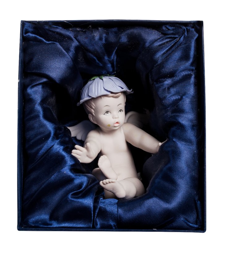 Статуэтка из бисквитного фарфора Амурчик сидит Pavone JP-13/ 3, фотография в упаковке