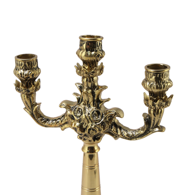 Канделябр на 3 свечи Розы, золотой Bello De Bronze BP-14093-D, фотография рожков