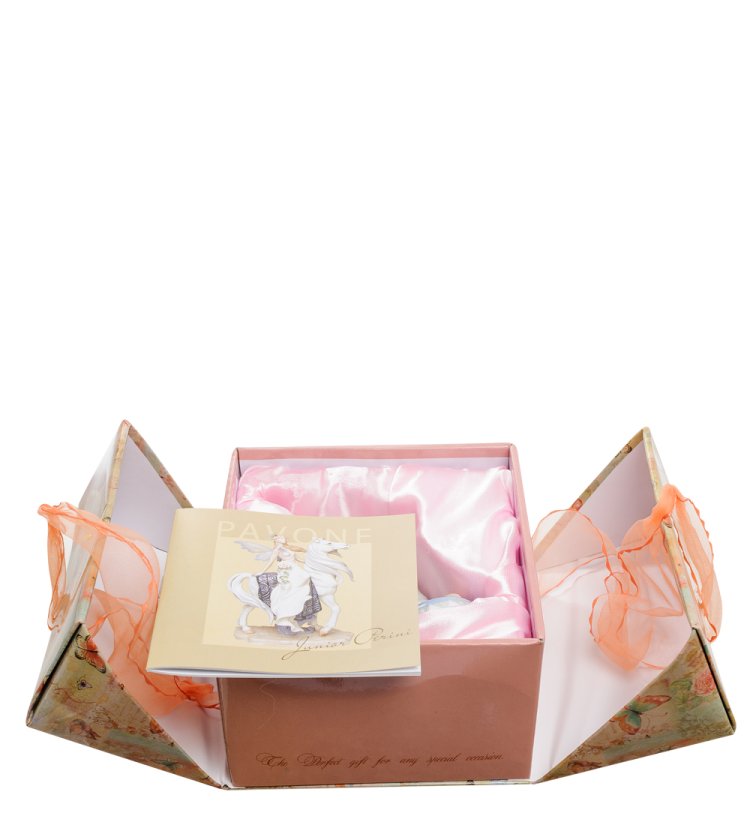 Статуэтка из фарфора Маленький клоун с гармошкой Pavone JP-19/11, фотография в упаковке