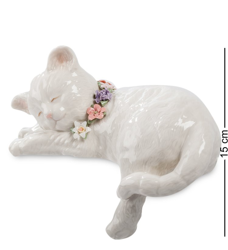 Статуэтка из фарфора Белый котенок спит Pavone CMS-15/11