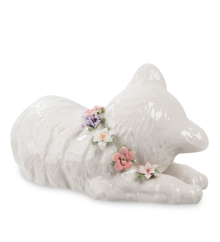 Статуэтка из фарфора Белый котенок спит Pavone CMS-15/11, фотография со спины