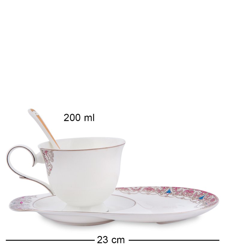 Чайная пара из фарфора Каприз Примадонны Pavone JK- 06, фотография сбоку