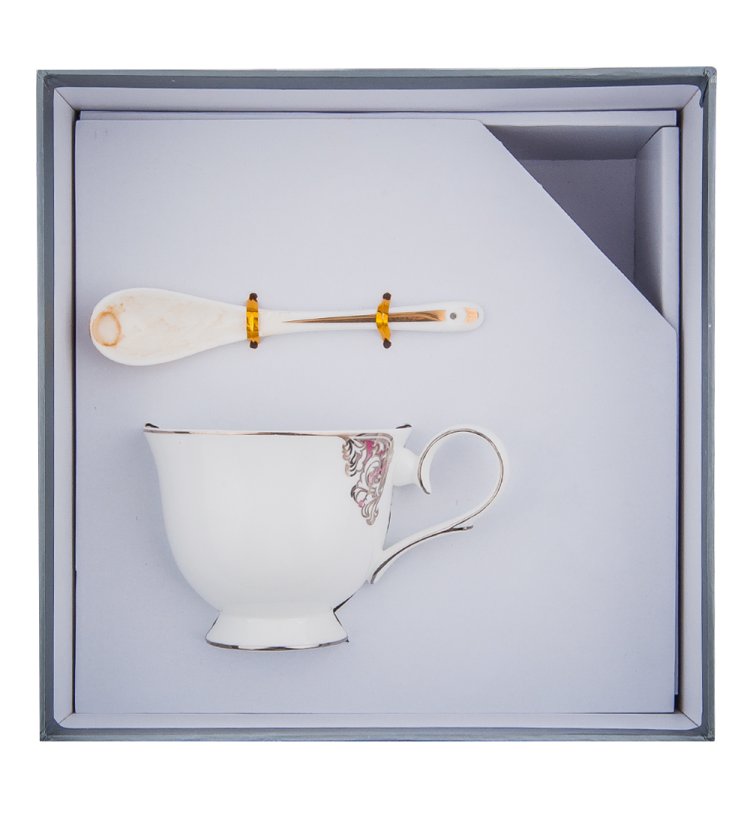 Чайная пара из фарфора Каприз Примадонны Pavone JK- 06, фотография в упаковке