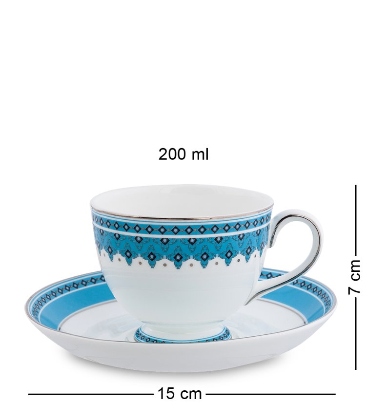 Чайный сервиз на 6 персон с тарелками Византия Pavone JK-192, фотография чайной пары