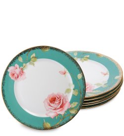 Набор из 6-ти тарелок из фарфора Миланская Роза, большие