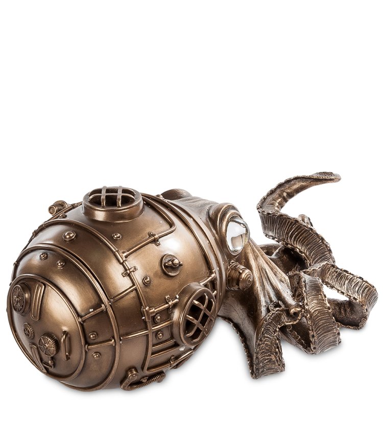 Шкатулка в стиле Стимпанк Металлический Осьминог Veronese WS-390, оборотная сторона