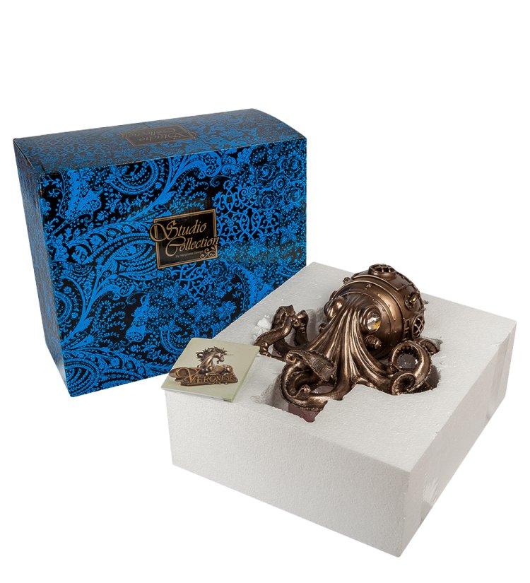 Шкатулка в стиле Стимпанк Металлический Осьминог Veronese WS-390, упаковочный вид