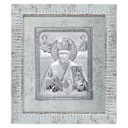 Декоративное панно Николай Чудотворец в рамке серебряного цвета Linea Argenti QS203P/7