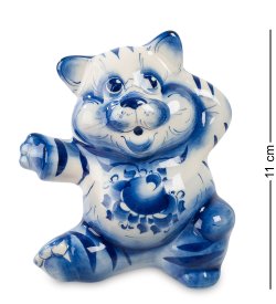 Фигурка Кот-Плясун Голубая гжель