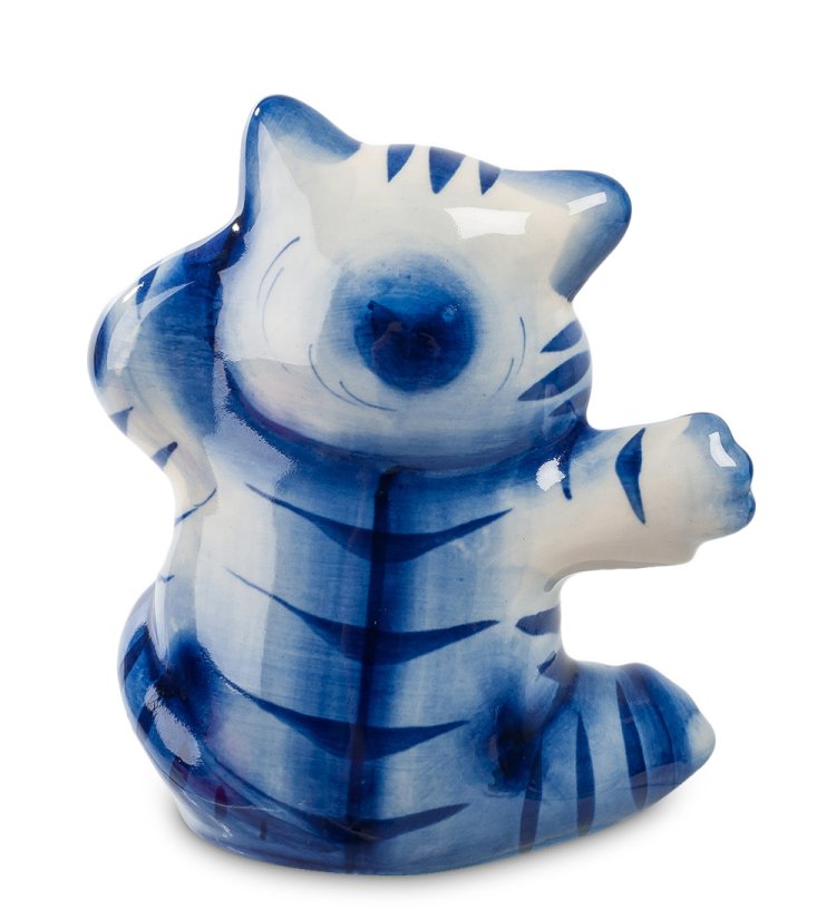 Фигурка Кот-Плясун Голубая гжель ГЛ-187, фотография со спины